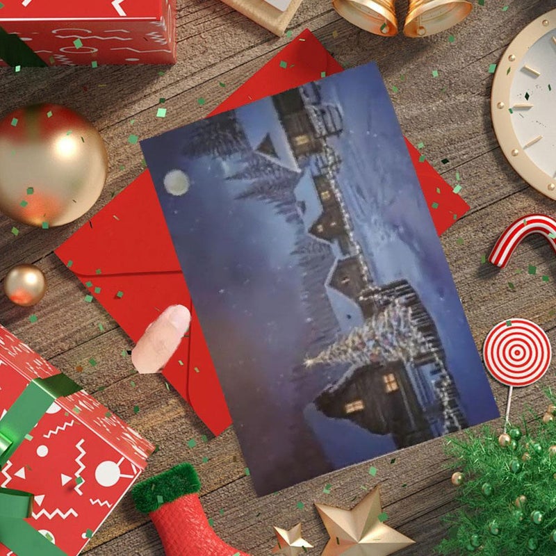 1 Pcs Temperature Changing Christmas Card, Christmas Night Temperature Changing Greet Cards for Girlfriend Fiends Colleagues Children, Color Chan-ging Light Up Christ-mas Cards, Surprise Christ-mas Card - Image 2